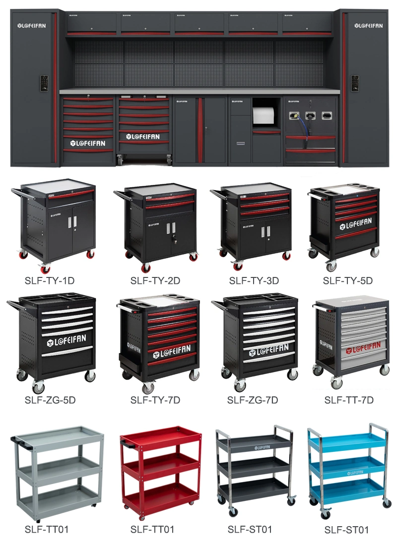 Auto Repair Tool Chest Cabinet with Tools 1~7drawers Movable Trolley on Wheels