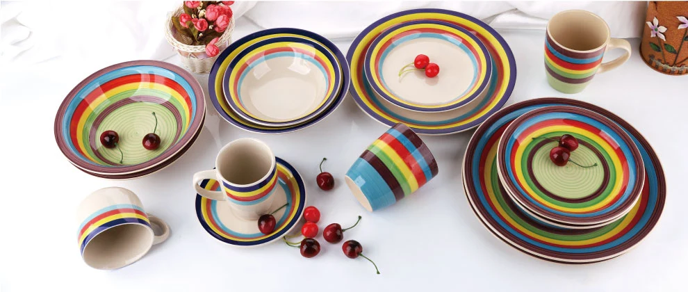 High Quality Ceramic Plates with Flower Decal Designs Dinner Sets Porcrlain Dished for Home