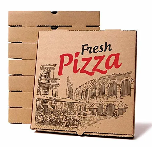 Pizza Box, 12", 14", Custom Size, Kraft Corrugated Pizza Boxes, Customized/Printed Logo Pattern, Insulation/Handle Design