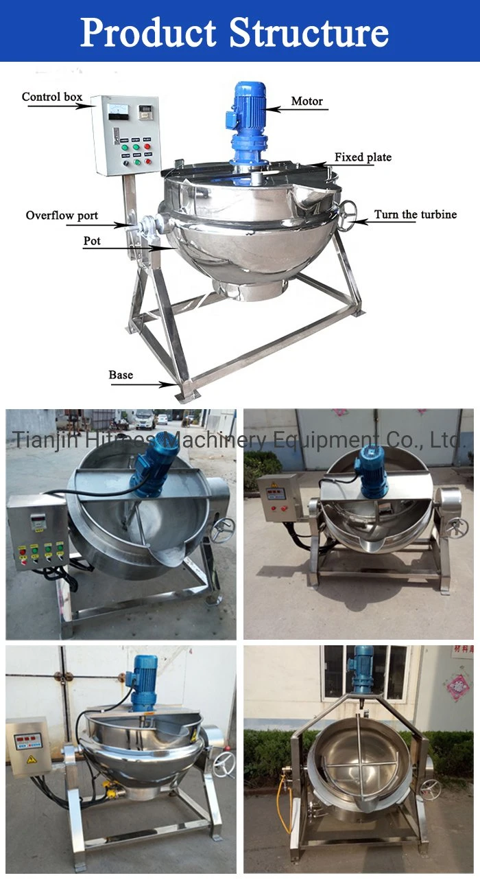 Electric or Gas Tilting Soup Jam Chili Sauce Jacketed Cooking Industrial Kettle Food Pressure Cooker Pot with Agitator