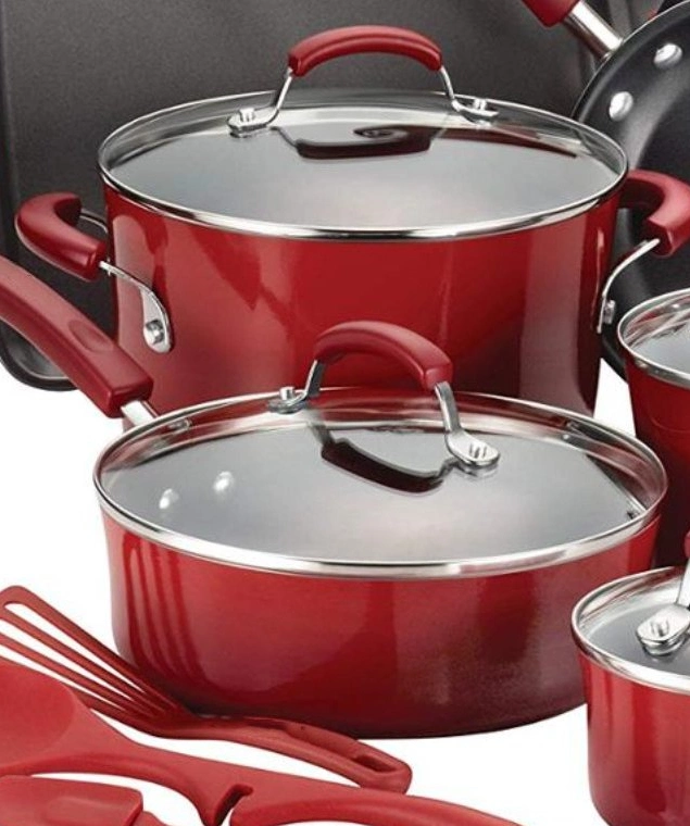 Amazon Top Seller 2022 Pots and Pans Non-Stick Aluminum Red Color Casserole Custom New Home Kitchen Cookware Soup Pot with Induction Bottom