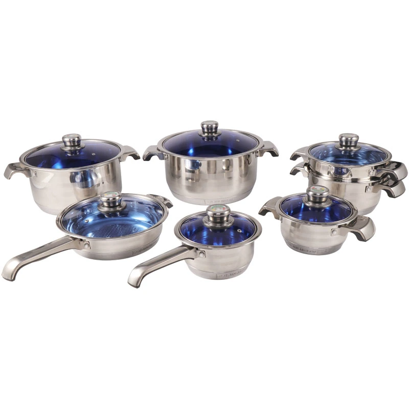 Thicken Cookware Set with Thermometer Stainless Steel Cookware Set with Steam Pot