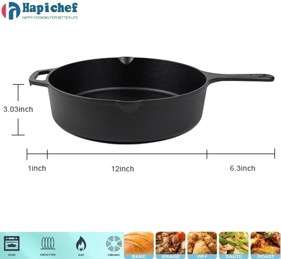 Fire Safe Cast Iron Cookware Noodle Soup Cooking Pot with Handle and Cover