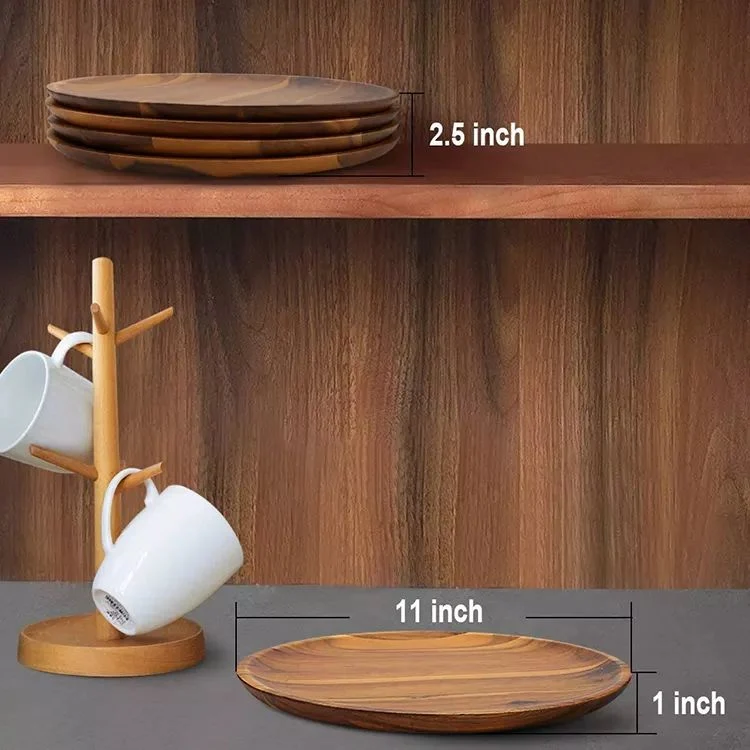 Dish Set Kitchen Dinner Dinnerware Wooden Dining Plates for Restaurant and Home