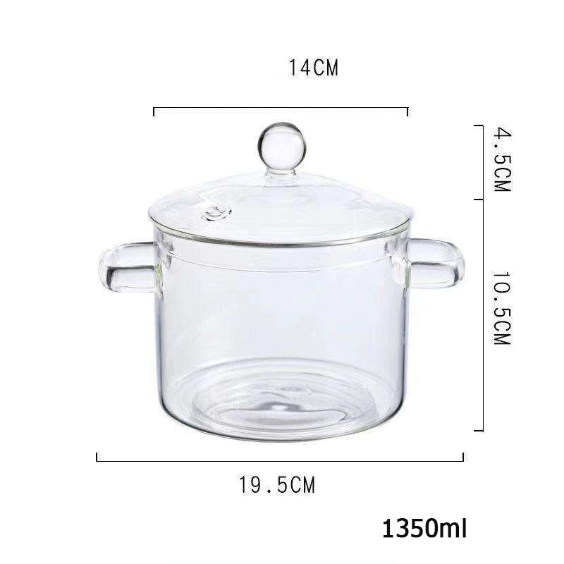 Heat Resistant and Big Borosilicate Glass Cooking Pot with Lid Soup Clear Glass Cooking Pot