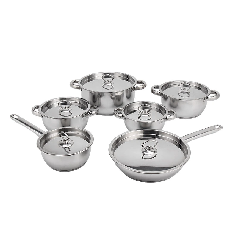 Hot Sale Pots and Pans Casserole Kitchen Set 12PCS Stainless Steel Nonstick Cookware Set