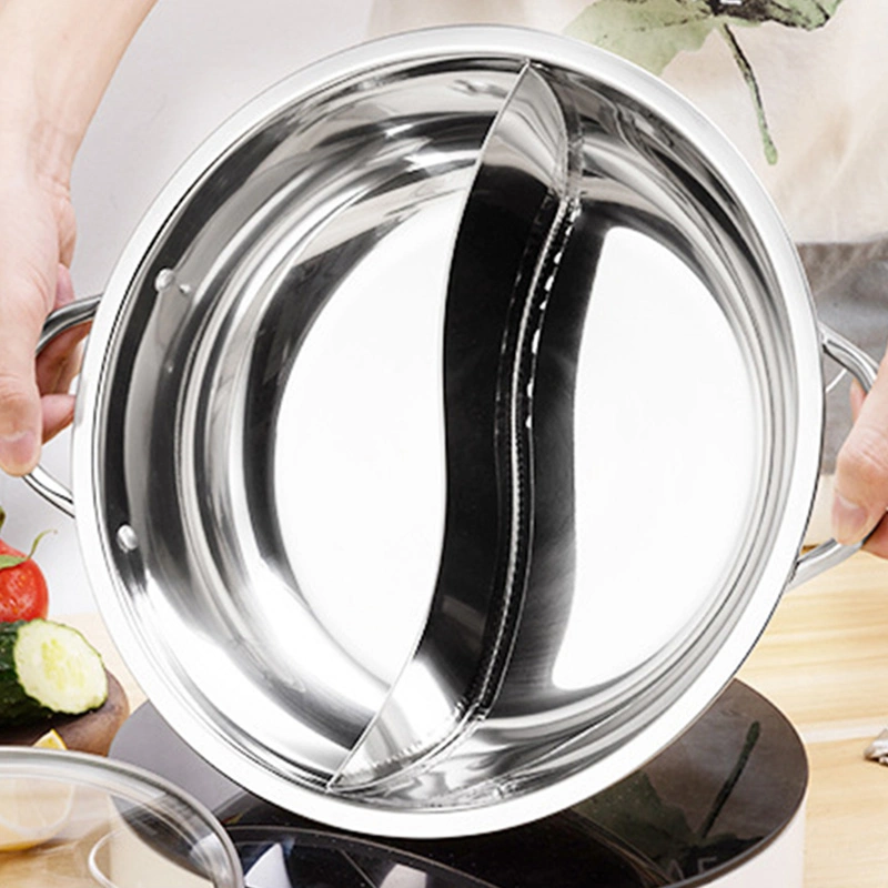 Restaurant Stainless Steel Hot Pot Soup Pot with Divider