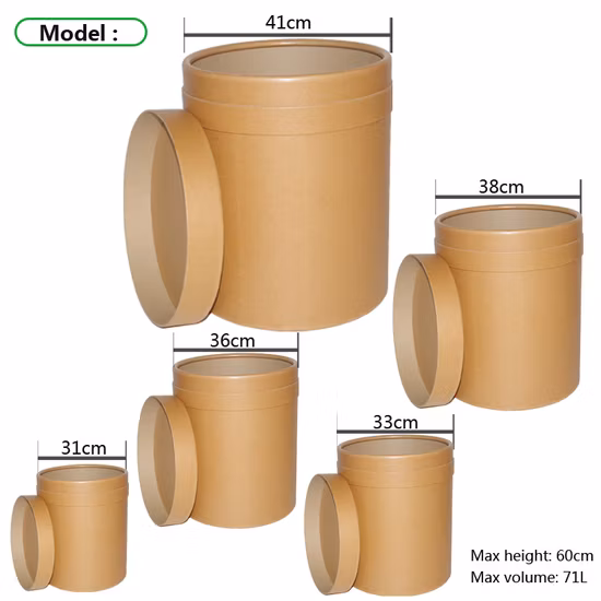 Barril de embalaje de papel Kraft multipropósito reciclable resistente al desgaste 40L