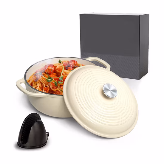 Venta caliente Utensilios de cocina Olla caliente Cazuela de sopa Olla de cocina de forma redonda de horno holandés de hierro fundido