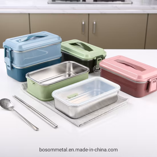 Fiambrera térmica apilable de Bento para contenedores de comida de acero inoxidable