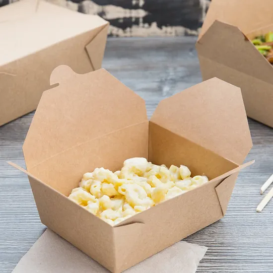 Recipiente de comida de papel Kraft de grado alimenticio a prueba de agua de alta calidad